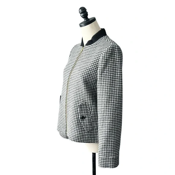 J Crew Wool Houndstooth Bomber JacketXS
